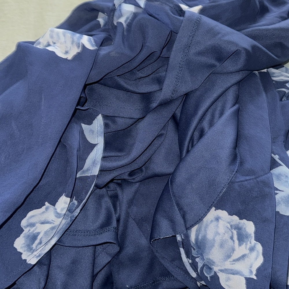 Lulus One Desire Navy Blue Floral Print Wrap Tank Maxi Dress - Picture 5 of 10